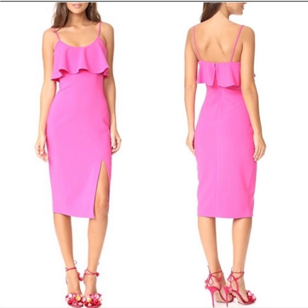 LIKELY Hot Pink Midi Dress